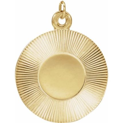 14K Yellow Engravable Round Pendant