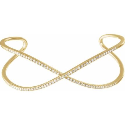 14K Yellow 3/4 CTW Natural Diamond Criss-Cross Cuff 7" Bracelet