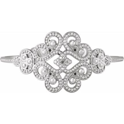 Sterling Silver 1/6 CTW Natural Diamond Cuff 7" Bracelet