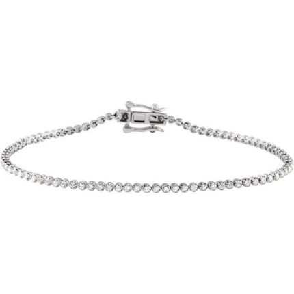 14K White 7/8 CTW Natural Diamond Line 7"  Bracelet