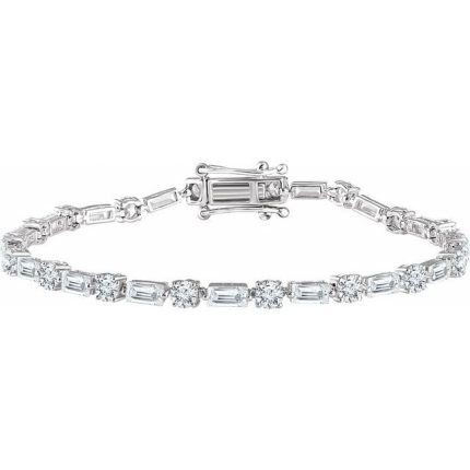 Sterling Silver imitation White Cubic Zirconia Line 7" Bracelet