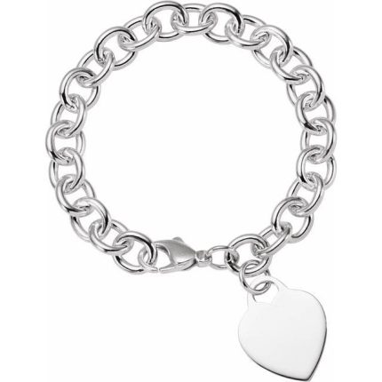 Sterling Silver Heart Charm 7 1/2" Chain