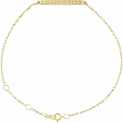 14K White Patterned Bar Bracelet