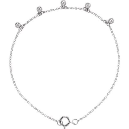 14K Yellow Beaded 5-Station 7" Bracelet