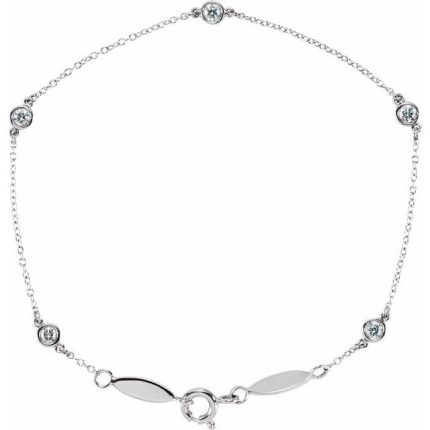 14K Yellow 1/3 CTW Lab-Grown Diamond Bezel-Set Station 7" Bracelet