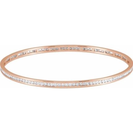 14K Yellow  1 1/2 CTW Natural Diamond Stackable Bangle 8" Bracelet