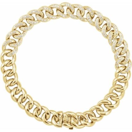 14K Yellow 3/4 CTW Natural Diamond Curb 7" Bracelet