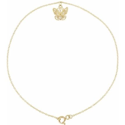 14K Yellow Butterfly 9" Anklet