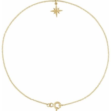 14K Yellow Star 9" Anklet