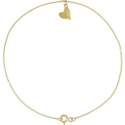 14K Yellow Heart 9" Anklet