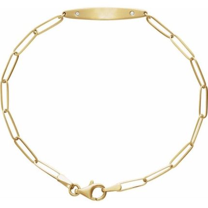 14K White Engravable Curved Bar 7" Bracelet Mounting