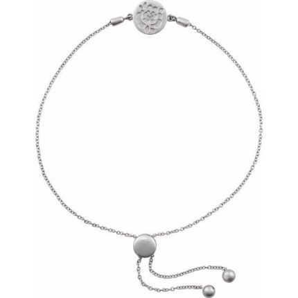 14K White Accented Rose Bolo 9 1/2" Bracelet Mounting