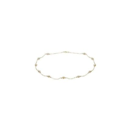 14K Yellow Cultured White Freshwater Pearl 7 1/2" Bracelet
