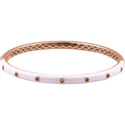 14K Yellow 1/5 CTW Natural Diamond & Pink Enamel 7" Bangle Bracelet