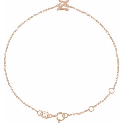 Sterling Silver Initial J 6 1/2-7 1/2" Bracelet