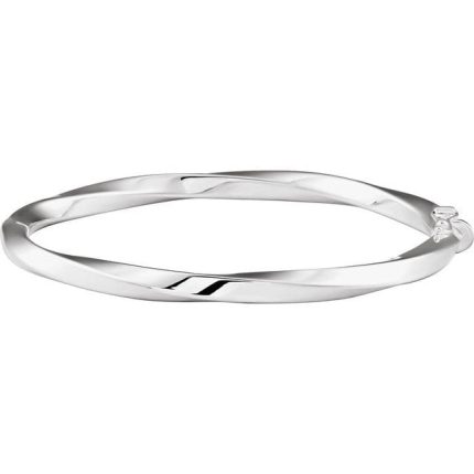14K Yellow Hinged Twisted 7" Bangle Bracelet