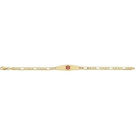 14K Yellow Medical Identification Red Enamel 7" Bracelet