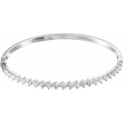 Sterling Silver  Imitation White Cubic Zirconia Bangle 7" Bracelet
