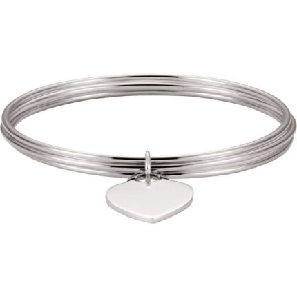 Sterling Silver Heart Charm Bangle 8" Bracelet