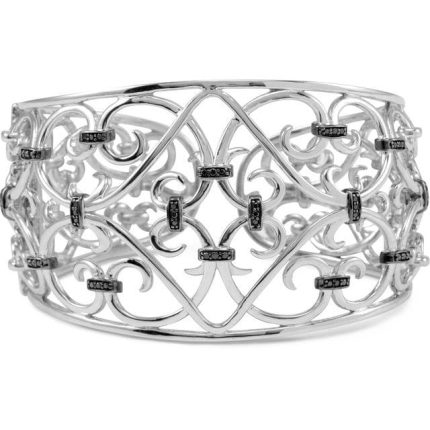 Rhodium-Plated Sterling Silver 1/3 CTW Natural Diamond Cuff 8" Bracelet