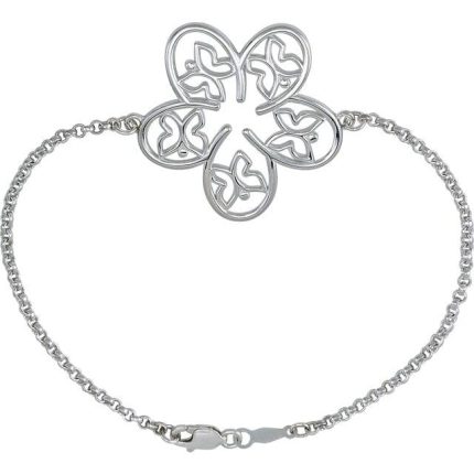 Sterling Silver Flower & Butterfly 7 1/2" Bracelet