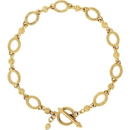 14K Yellow Granulated Link 7 1/2" Bracelet
