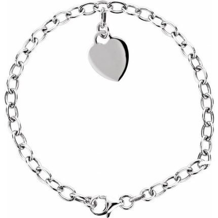 Sterling Silver Heart Charm 7.5" Bracelet