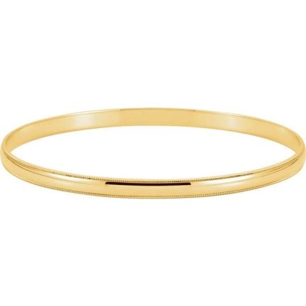 14K Yellow 4 mm Milgrain Edge Bangle 7 1/2" Bracelet