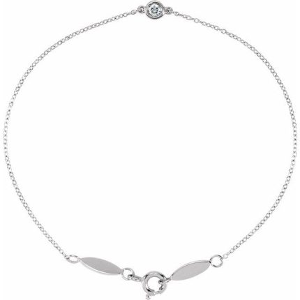 14K Yellow .08 CT Natural Diamond 7" Bracelet