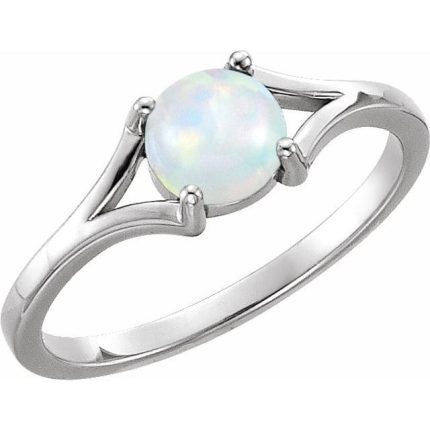 14K White 6 mm Round Cabochon Ring Mounting