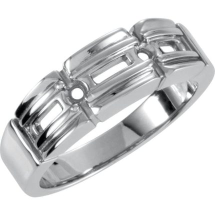 14K White Round Channel-Set Ring Mounting