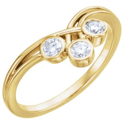 Sterling Silver 3 mm Round Three-Stone Ring Mounting