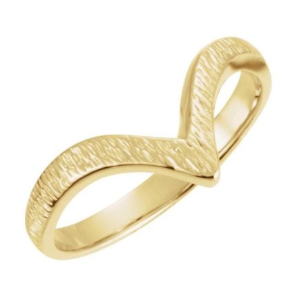 14K White V Ring