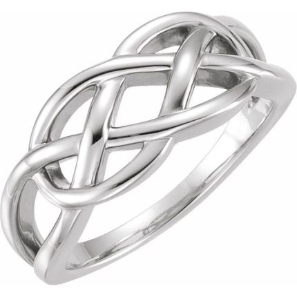 14K White 9 mm Criss-Cross Ring