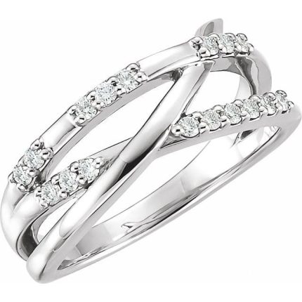 14K White Criss-Cross Ring Mounting