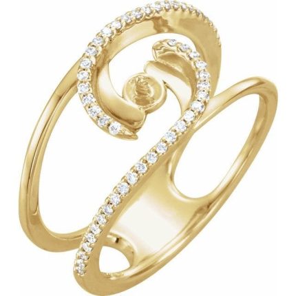 14K White Cultured White Freshwater Pearl & 1/8 CTW Natural Diamond Ring