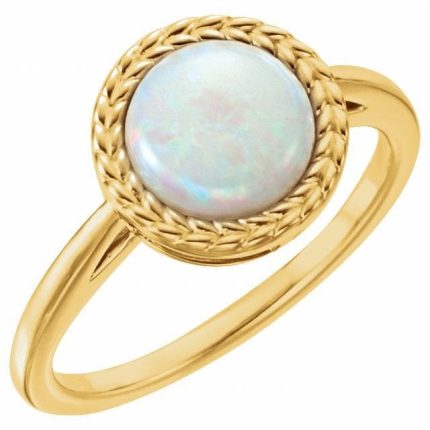 14K Yellow 8 mm Round Cabochon Ring Mounting