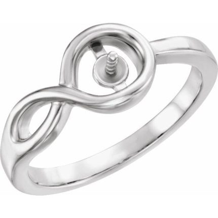 14K White Cultured White Freshwater Pearl Ring