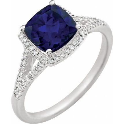 14K White Natural Aquamarine & 1/5 CTW Natural Diamond Ring