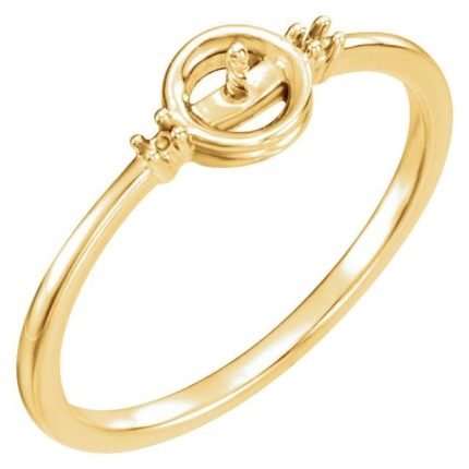 14K Yellow Accented Ring Mounting for 5.5 mm Pearl