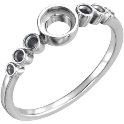 14K White 5 mm Round Cabochon Bezel-Set Ring Mounting