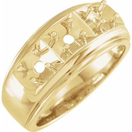 14K White 4.4 mm Round Three-Stone Ring Mounting