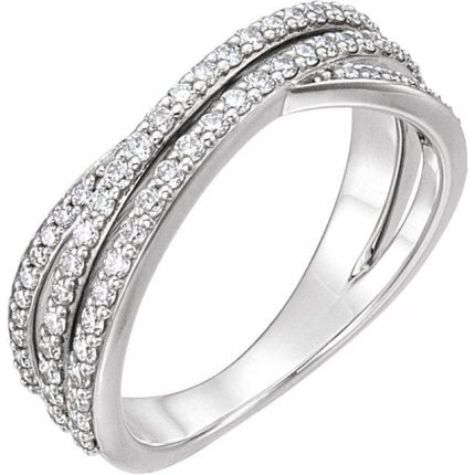 14K White Accented Criss Cross Ring Mounting