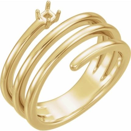 14K White 2.5 mm Square Spiral Ring Mounting