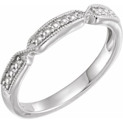 14K White Stackable Bead Ring