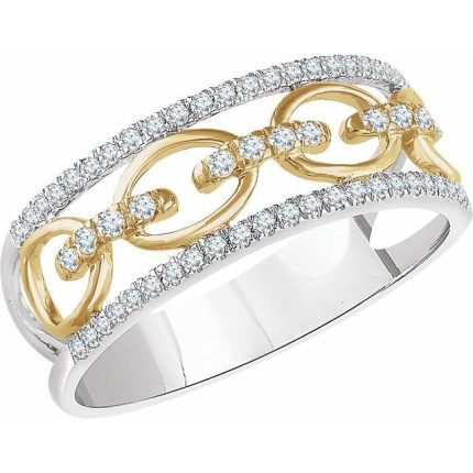 14K White/Yellow 1/4 CTW Natural Diamond Link Ring