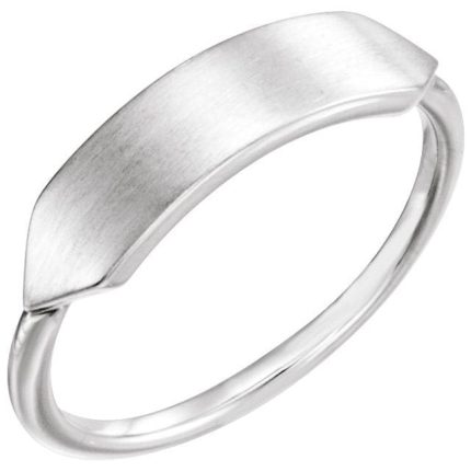 14K White 19.7x5 mm Geometric Signet Ring