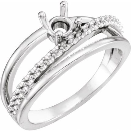 14K White 4.5 mm Round Criss-Cross Ring Mounting