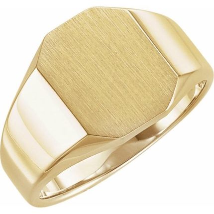 14K Yellow 9x7 mm Octagon Signet Ring