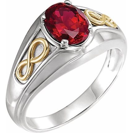 14K White/Yellow Lab-Grown Ruby Infinity Ring